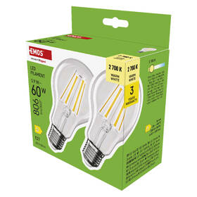 Žárovka LED EMOS Filament A60, 5,9 W, E27, teplá bílá (2 ks) 

 obrázek produktu 6 z 7