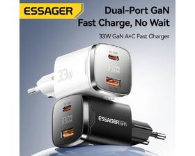 Nabíječka do sítě Essager 33W, GaN, USB-C, USB-A černá

 obrázek produktu 4 z 7