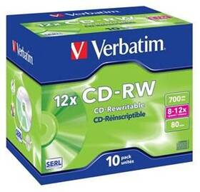 Disk Verbatim CD-RW 700MB/80 min. 8-12x, jewel box,10ks 

 obrázek produktu 1 z 1