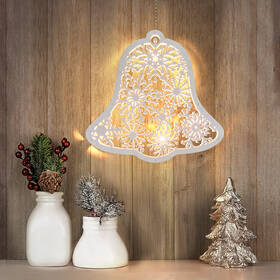 LED dekorace Solight dřevěný vánoční zvoneček, 9x LED, bílá, 30cm, časovač, 2x AA 

 obrázek produktu 2 z 4