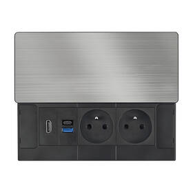 Zásuvkový modul Solight 2 zásuvky, HDMI, USB-A, USB-C, PD 20W, s posuvným krytem, 2 m stříbrný

 obrázek produktu 1 z 6
