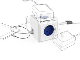 Kabel prodlužovací Powercube USB, 4x zásuvka, 2x USB, 1,5m bílý/modrý

 obrázek produktu 5 z 5