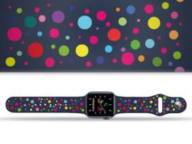 Řemínek Mi-Band na Apple Watch 42/44/45/49 mm - motiv Puntíky, modrý 

 obrázek produktu 1 z 3