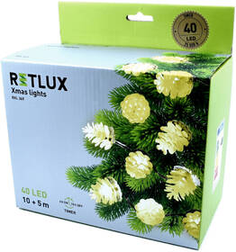 Vánoční osvětlení RETLUX RXL 369, řetěz (šišky), 40 LED, 10 m, teplá bílá 

 obrázek produktu 6 z 6