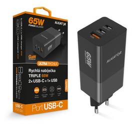 Nabíječka do sítě Aligator GaN, PD 65W, 2xUSB-C + USB černá

 obrázek produktu 3 z 4