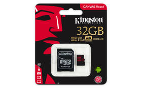Paměťová karta Kingston microSDHC 32GB UHS-I U3 (100R/70W) + adaptér 

 obrázek produktu 2 z 2
