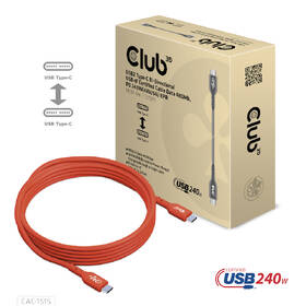 Kabel Club3D USB-C 240W, 4m červený

 obrázek produktu 2 z 4