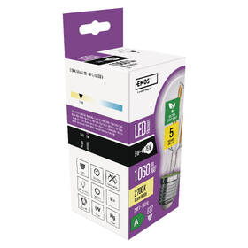 Žárovka LED EMOS Filament klasik, 5W, 1060lm, E27, teplá bílá 

 obrázek produktu 6 z 14