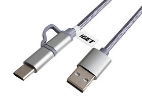 Kabel iGET USB/USB-C + micro USB, 1m stříbrný

 obrázek produktu 1 z 3