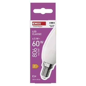 Žárovka LED EMOS Classic Candle, 6,5 W, 806lm, E14, neutrální bílá 

 obrázek produktu 3 z 13