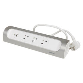 Kabel prodlužovací Legrand 3x zásuvka, USB, 1m bílý/hliník

 obrázek produktu 1 z 8