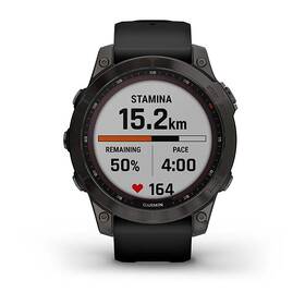 Chytré hodinky Garmin fenix 7 Sapphire Solar - Titan Carbon Gray/Black Silicone Band 

 obrázek produktu 3 z 10