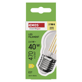 Žárovka LED EMOS Filament Mini Globe, 3,4 W, E27, teplá bílá 

 obrázek produktu 4 z 7