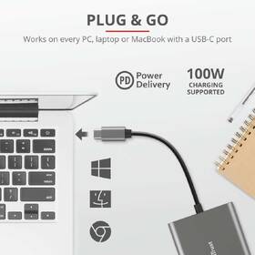USB Hub Trust Dalyx 3v1 USB-C/USB, HDMI, USB-C PD 100W šedá barva
