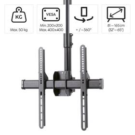 Držák TV Hama stropní, otočný, pro úhlopříčky 32" až 65", nosnost 50 kg černý

 obrázek produktu 3 z 14