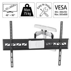 Držák TV Hama XL, pohyblivý, pro úhlopříčky 46"-90", nosnost 75 kg černý/bílý

 obrázek produktu 10 z 17