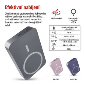 Powerbanka EMOS WI 1046, 10 000 mAh, 20 W+Wireless šedá

 obrázek produktu 15 z 19