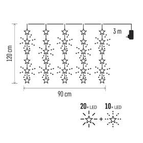 Vánoční osvětlení EMOS 30 LED závěs - hvězdy, 120x90 cm, venkovní i vnitřní, teplá bílá, časovač 

 obrázek produktu 5 z 6