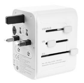 Cestovní adaptér FIXED Voyager pro EU, UK a USA/AUS, s 1xUSB-C a 2xUSB výstupem, GaN, PD 30W bílý

 obrázek produktu 4 z 11