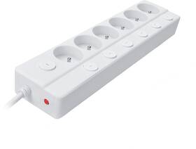 Kabel prodlužovací Solight 6x zásuvka prodlužovací přívod, 3m, 3 x 1mm2, bílý, 6+1 vypínač bílý

 obrázek produktu 2 z 4
