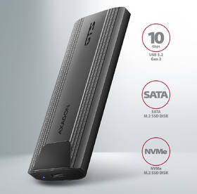 Externí rámeček Axagon THIN box, USB-C 10Gbps - M.2 NVMe & SATA SSD šedý

 obrázek produktu 1 z 9