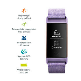 Fitness náramek Fitbit Charge 3 speciální edice (NFC) - Lavender Woven 

 obrázek produktu 4 z 9