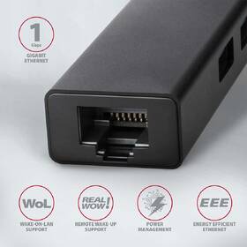 USB Hub Axagon USB 3.2 Gen 1 hub, 3x USB-A + Gigabit Ethernet, kabel USB-A 20cm černý

 obrázek produktu 2 z 7