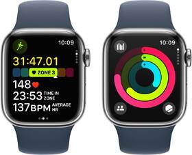 Chytré hodinky Apple GPS + Cellular 41mm pouzdro ze stříbrné nerezové oceli - bouřkově modrý sportovní řemínek - S/M 

 obrázek produktu 7 z 9