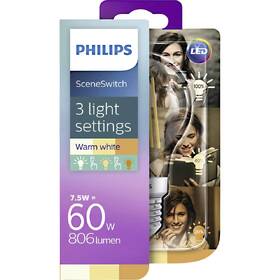 Žárovka LED Philips SceneSwitch, klasik, 1,6 – 3 – 7,5 W, E27, teplá bílá 

 obrázek produktu 1 z 1