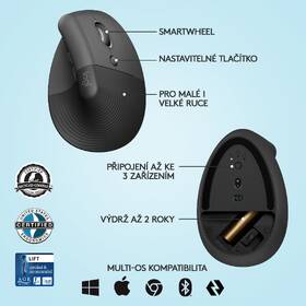 Myš Logitech Lift Vertical Ergonomic šedá

 obrázek produktu 6 z 9