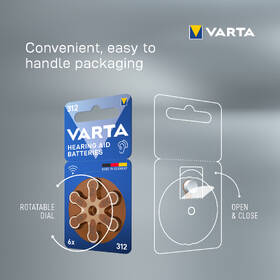 Baterie do naslouchadel Varta Hearing Aid Battery 312, blistr 6ks 

 obrázek produktu 2 z 5