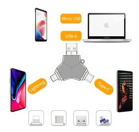USB Flash Viking 64GB, USB/USB-C/Micro USB/Lightning stříbrný

 obrázek produktu 4 z 4