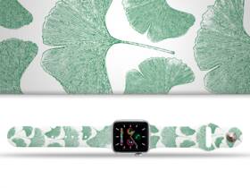 Řemínek Mi-Band na Apple Watch 38/40/41 mm - motiv Ginkgo biloba, bílý 

 obrázek produktu 1 z 3