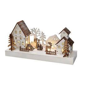 LED dekorace Solight vánoční vesnička, 34x17cm, dřevo, 4 LED, 2x AA 

 obrázek produktu 1 z 4