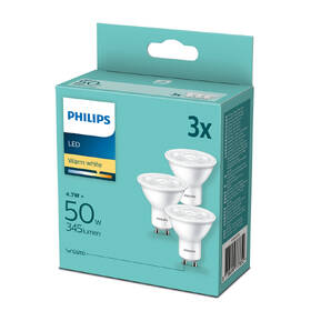 Žárovka LED Philips bodová, 4,7W, GU10, teplá bílá, 3ks 

 obrázek produktu 2 z 2
