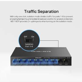 Switch Mercusys MS110CP 8-Port FE + 2-Port Gigabit (8-Port PoE+ 65W) černý

 obrázek produktu 6 z 9