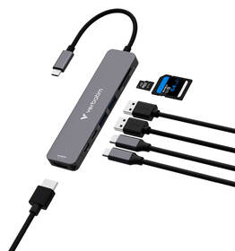 USB Hub Verbatim USB-C Essentials Multiport Hub 7 port - 2x USB 3.2 GEN 1 / HDMI / USB-C PD / USB-C 3.2 Gen 1 šedý

 obrázek produktu 2 z 5