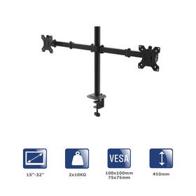 Držák Akyga AK-MB-02, dual, na monitor, pro úhlopříčky 15" až 32", nosnost 20 kg černý

 obrázek produktu 2 z 2