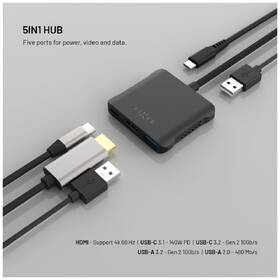 USB Hub FIXED Quadri 5-port USB-C, 140W PD 3.1 černý

 obrázek produktu 2 z 6