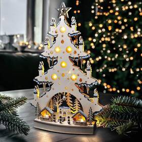 LED dekorace Solight dřevěný vánoční stromek, 23x LED, přírodní barva, 64cm, 2x AA 

 obrázek produktu 2 z 5