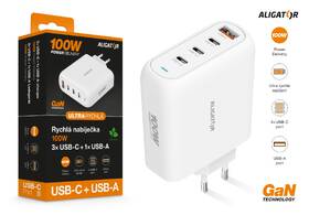 Nabíječka do sítě Aligator Power Delivery 100W, 3× USB-C + 1× USB-A bílá

 obrázek produktu 3 z 4