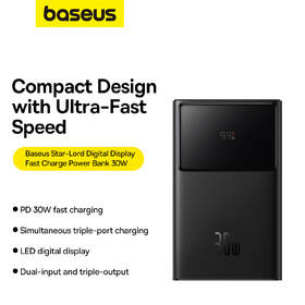 Powerbanka Baseus Star-Lord 10000mAh 30W 2xUSB/2xUSB-C černá barva
