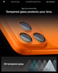 Ochranné sklo čočky fotoaparátu Spigen tR EZ Fit Optik Pro XL na Apple iPhone 17 Pro oranžové

 obrázek produktu 15 z 15