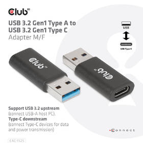 Redukce Club3D USB-A/USB-C 3.2 (M/F) černá barva
