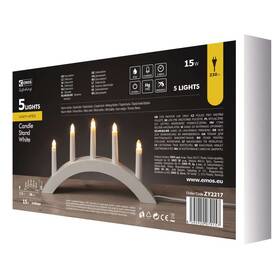 LED dekorace EMOS Svícen na 5× žárovičku E10 dřevěný bílý, oblouk, 40×28cm 

 obrázek produktu 4 z 4