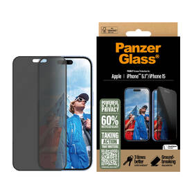 Tvrzené sklo PanzerGlass Privacy na Apple iPhone 16/15 s instalačním rámečkem 

 obrázek produktu 1 z 4