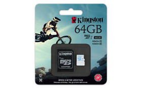 Paměťová karta Kingston 64GB UHS-I U3 (90R/45W) + adapter 

 obrázek produktu 2 z 2