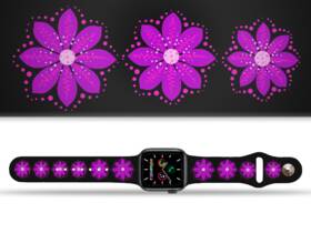Řemínek Mi-Band na Apple Watch 42/44/45/49 mm - motiv Fialová květina, černý 

 obrázek produktu 1 z 3