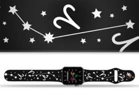 Řemínek Mi-Band na Apple Watch 38/40/41 mm - motiv Znamení zvěrokruhu Beran, černý 

 obrázek produktu 1 z 3