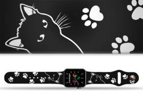 Řemínek Mi-Band na Apple Watch 42/44/45/49 mm - motiv Kočičák, černý 

 obrázek produktu 1 z 3